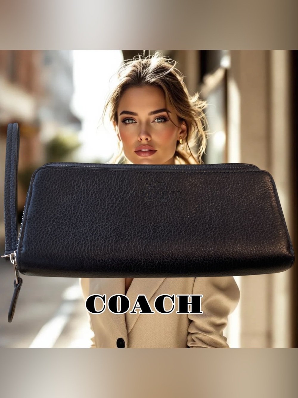 Coach Black Leather Wallet/Wristlet